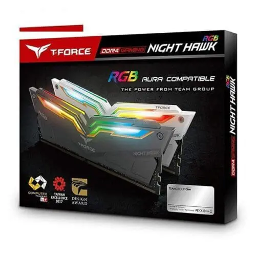 رم دسکتاپ DDR4 دو کاناله 3200 مگاهرتز CL16 تیم گروپ مدل T-Force Night Hawk RGB ظرفیت 16 گیگابایت