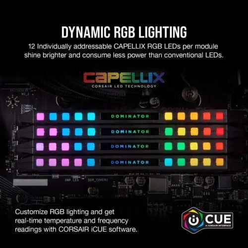 رم دسکتاپ DDR4 چهار کاناله 3466 مگاهرتز CL16 کورسیر مدل Dominator Platinum RGB ظرفیت 64 گیگابایت