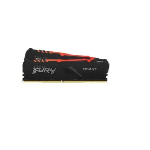 رم کامپیوتر DDR4 دو کاناله 3600 مگاهرتز CL18 کینگستون مدل FURY Beast RGB ظرفیت 32 گیگابایت