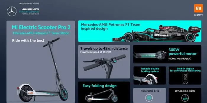 اسکوتر برقی شیائومی مرسدس بنز Mi Electric Scooter Pro 2 Mercedes-AMG Petronas F1 - Image 12