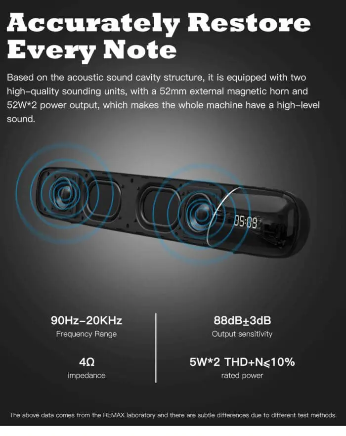 اسپیکر بلوتوث ریمکس Remax RB-M36 Clock Controlled Desktop Bluetooth Speaker توان 10 وات (اورجینال پلمپ ارسال فوری) - Image 6
