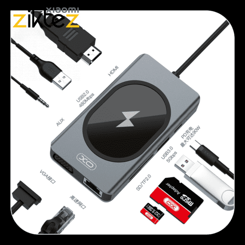 هاب 9 پورت USB-C ایکس او مدل HUB007(اورجینال پلمپ با گارانتی ارسال فوری) فروشگاه اینترنتی زیکتز