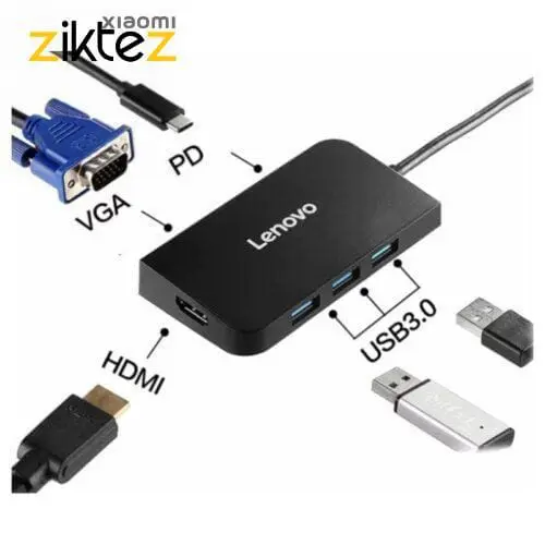 هاب تایپ‌سی با 6 پورت لنوو Lenovo 6 in 1 Type C HUB Adapter S706(اورجینال اصلی ارسال فوری) فروشگاه اینترنتی زیکتز
