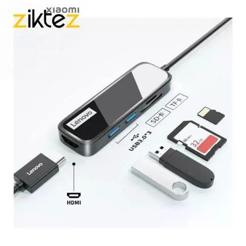 هاب مبدل 5 پورت لنوو EH05 ا Lenovo EH05 5Port Type C HUB(اورجینال اصلی ارسال فوری) فروشگاه اینترنتی زیکتز
