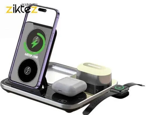 استند شارژ بی سیم 4 در 1 گرین لاین مدل Green Lion 4 in 1 Wireless Charging Station 2 توان 15 وات (اصل پلمپ ارسال فوری) فروشگاه اینترنتی زیکتز