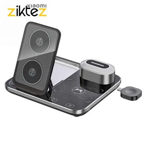 استند شارژ بی سیم 4 در 1 گرین لاین مدل Green Lion 4 in 1 Wireless Charging Station 2 توان 15 وات (اصل پلمپ ارسال فوری) فروشگاه اینترنتی زیکتز