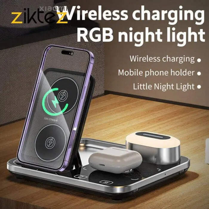استند شارژ بی سیم 4 در 1 گرین لاین مدل Green Lion 4 in 1 Wireless Charging Station 2 توان 15 وات (اصل پلمپ ارسال فوری) - Image 5