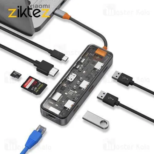 هاب 8 پورت بیوا Biva HUB-03 Type-C 8 in 1 Docking Station(اورجینال پلمپ با گارانتی ارسال فوری) فروشگاه اینترنتی زیکتز