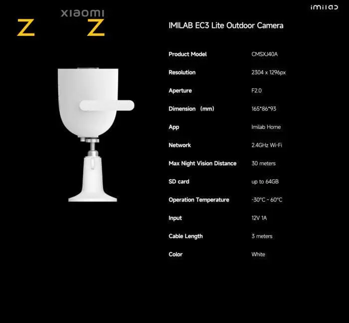 دوربین نظارتی هوشمند شیائومی Xiaomi IMILAB EC3 Lite Outdoor Camera CMSXJ40A(اورجینال پلمپ ارسال فوری) - Image 2