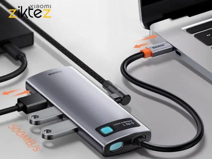 هاب بیسوس 6 پورت توان 100 وات مدل Baseus HUB CAHUB-CW0G (اورجینال با گارانتی) - Image 2