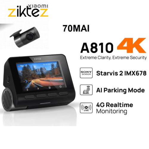دوربین خودروی شیائومی Xiaomi 70mai A810 set New version همراه با دوربین عقب (نسخه2 جدید فول اورجینال) فروشگاه اینترنتی زیکتز