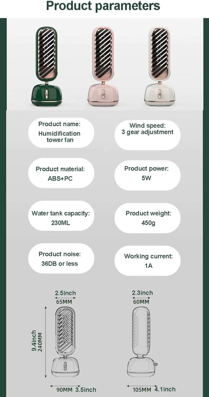 پنکه شیائومی مه پاش رومیزی مدل Xiaomi zolele Humidifier desktp fan TF001 (اورجینال) - Image 11