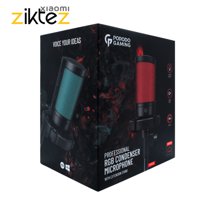 میکروفون گیمینگ پرودو Porodo RGB Condenser Microphone PDX519 (اورجینال ارسال فوری) - Image 2