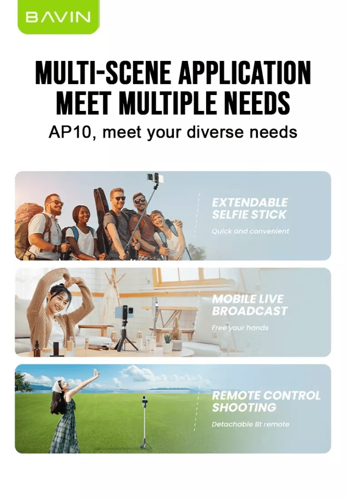 مونوپاد و سه پایه شاتر دار باوین Bavin AP-10 Selfie Stick (اورجینال ارسال فوری) - Image 6