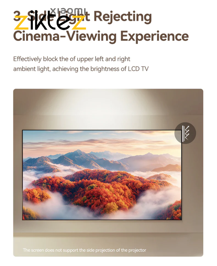 پرده ویدئو پروژکتور ضد نور شیائومی Wanbo 100″ Fresnel ALR Projector Screen 06 (اورجینال) - Image 10