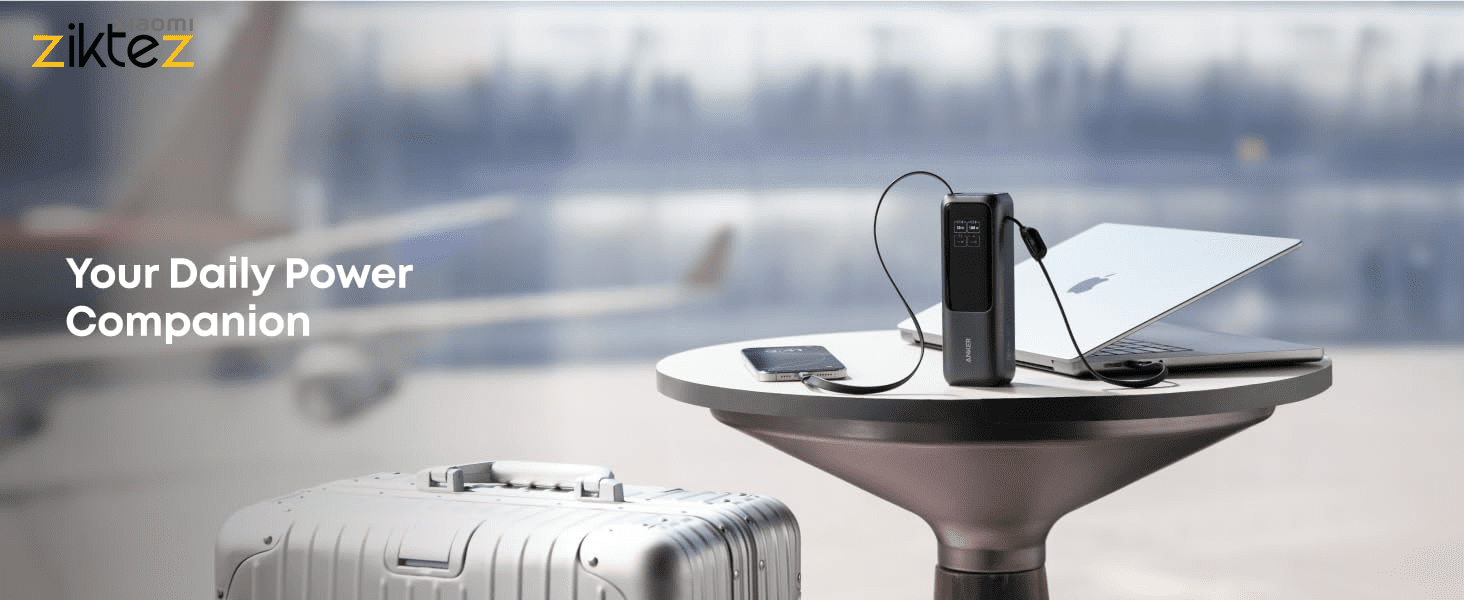 پاوربانک انکر 25000 میلی آمپر مدل A1695 Zolo با توان 165 وات و کابل داخلی USB-C