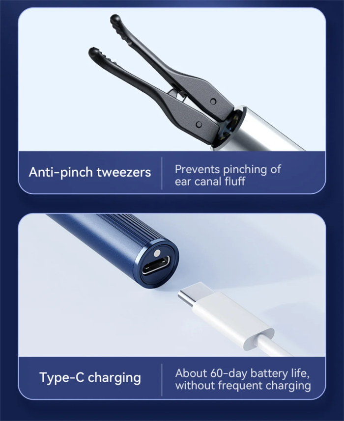 گوش پاک‌کن هوشمند حرفه ای ۴ کاره visual ear pick tweezers 10MP HD