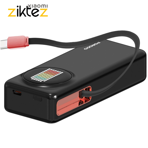 پاوربانک پورودو ۱۰۰۰۰ میلی‌آمپر مجهز به نمایشگر انیمیشنی Porodo 10000mAh Animated Display Power Bank
