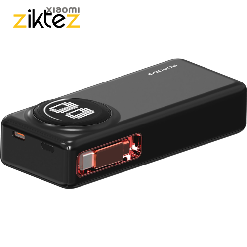 پاوربانک پورودو ۱۰۰۰۰ میلی‌آمپر 45 وات مجهز به نمایشگر انیمیشنی Porodo 10000mAh Animated Display Power Bank (اورجینال)