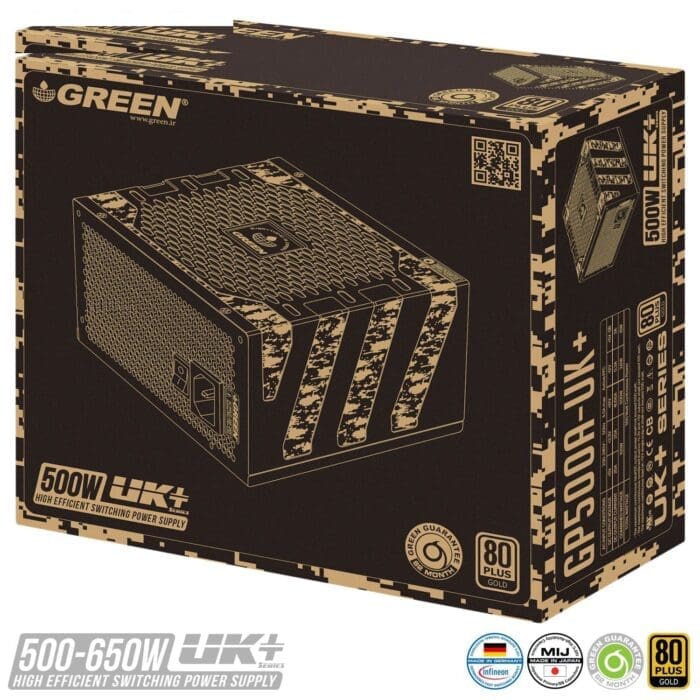 منبع تغذیه گرین مدل GP500A-UK PLUS