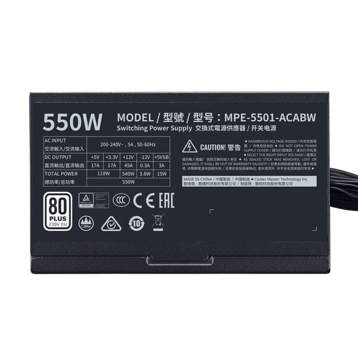 منبع تغذیه کامپیوتر کولر مستر مدل MWE 550 WHITE - V2