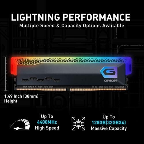 رم دسکتاپ DDR4 تک کاناله 3200 مگاهرتز CL16 گیل مدل Orion RGB ظرفیت 16 گیگابایت