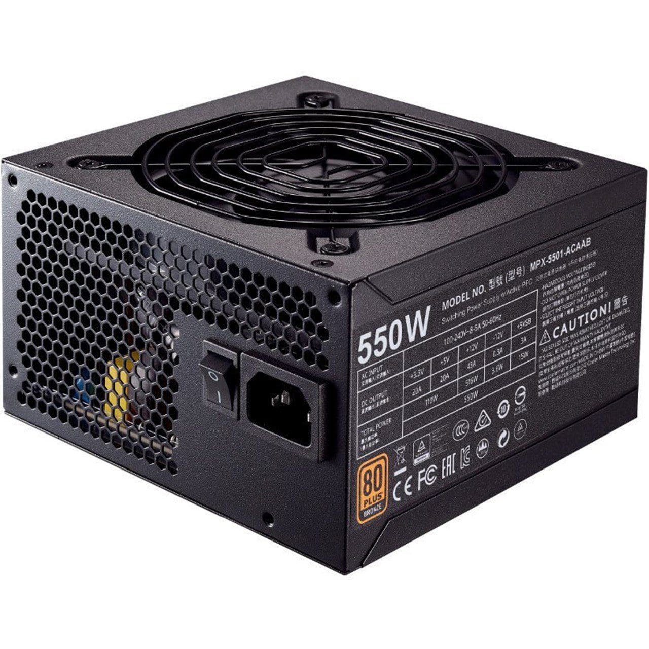 منبع تغذیه کامپیوتر کولر مستر مدل MWE Bronze 550
