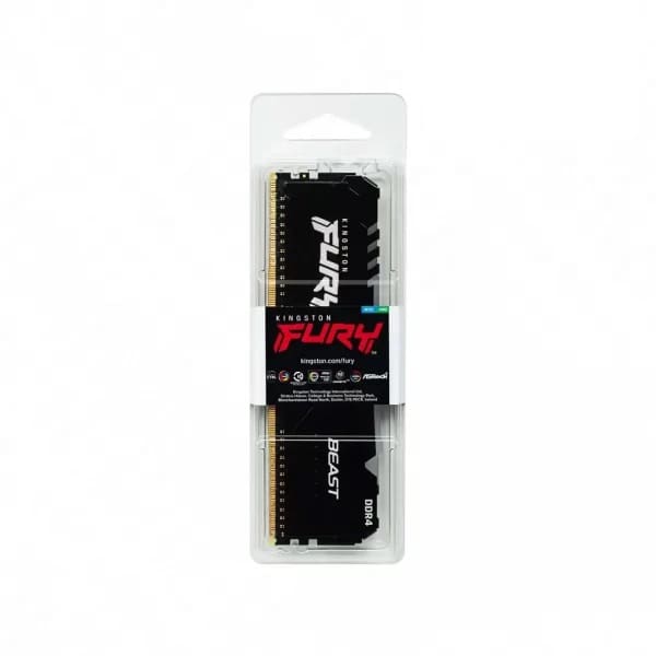 رم کامپیوتر DDR4 تک کاناله 3200 مگاهرتز CL16 کینگستون مدل FURY Beast RGB ظرفیت 16 گیگابایت