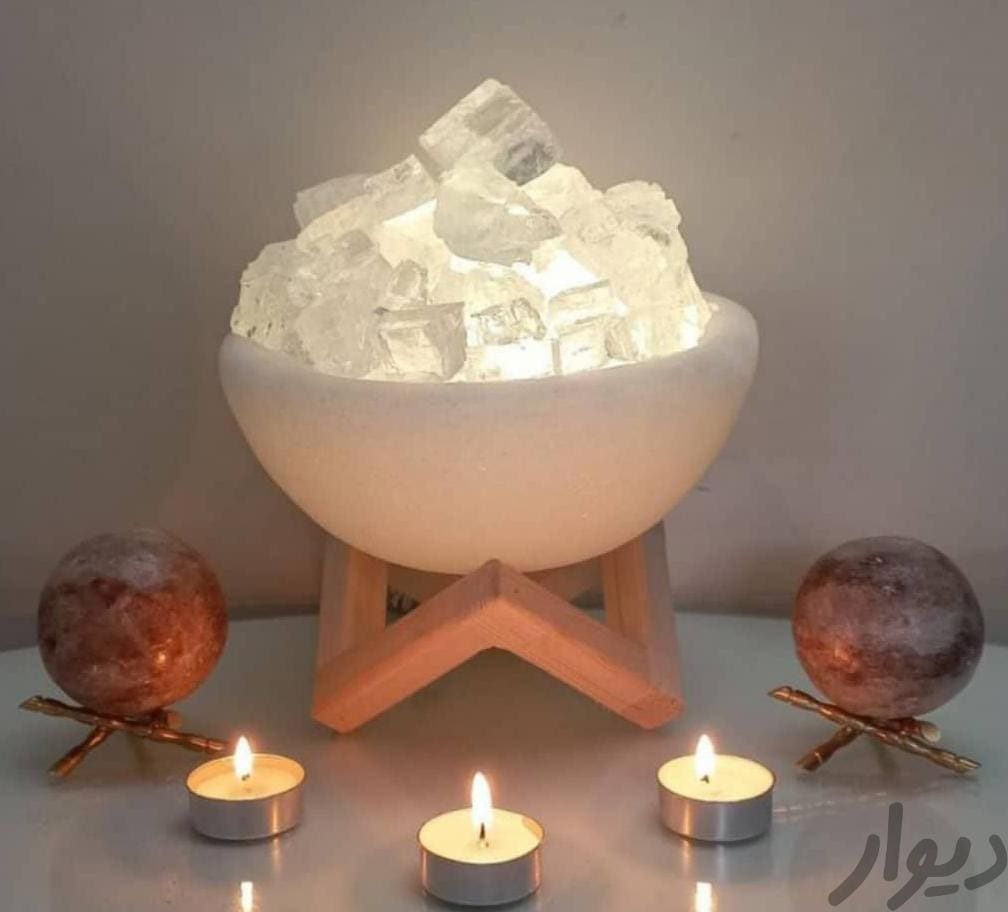 آباژور سنگ نمک با تیکه سنگ یخی (چراغ دار) فروشگاه اینترنتی زیکتز