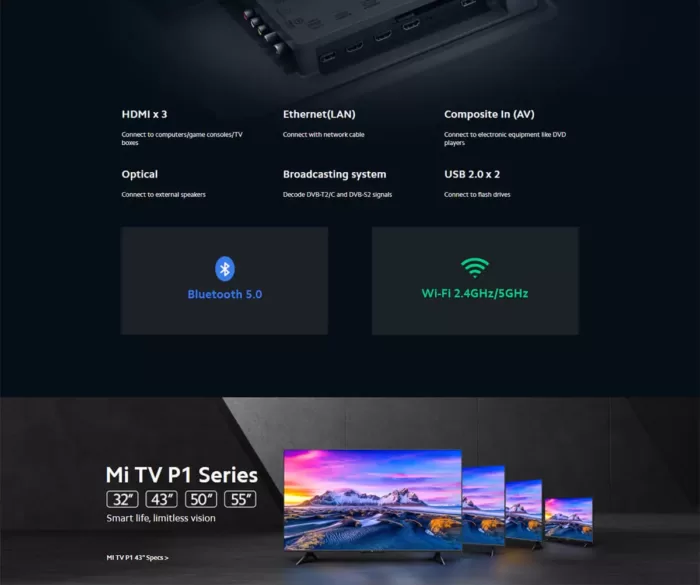 تلویزیون هوشمند شیائومی Mi TV P1 L43M6-6AEU نمایشگر 43 اینچ ا Mi TV P1 43 4K Android TV L43M6-6AEU با گارانتی و پشتیبانی 24 ساعت رایگان فروشگاه اینترنتی زیکتز