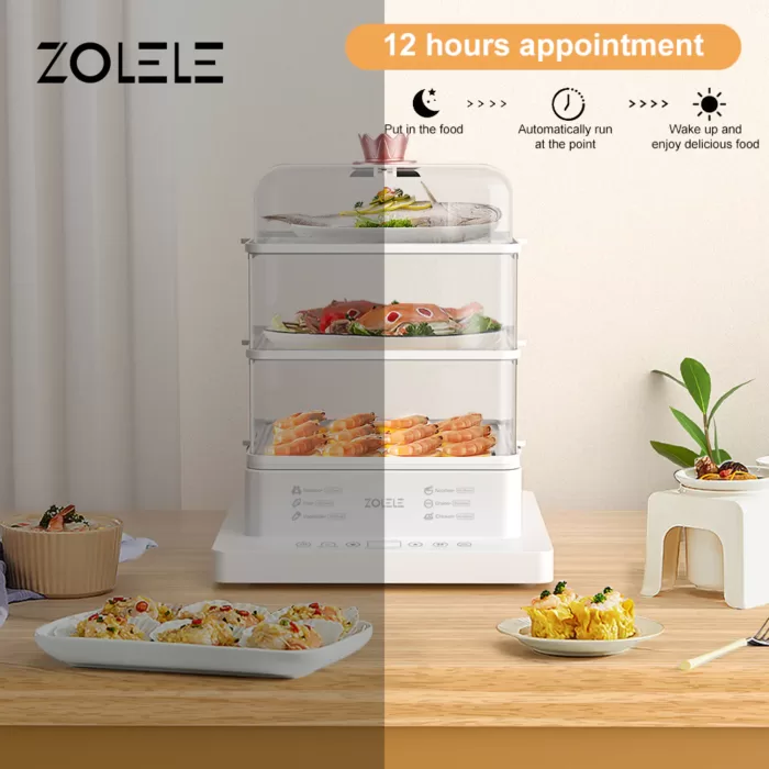 بخارپز برقی سه لایه Zolele ZM100 (پلمپ اورجینال ارسال فوری) - Image 4