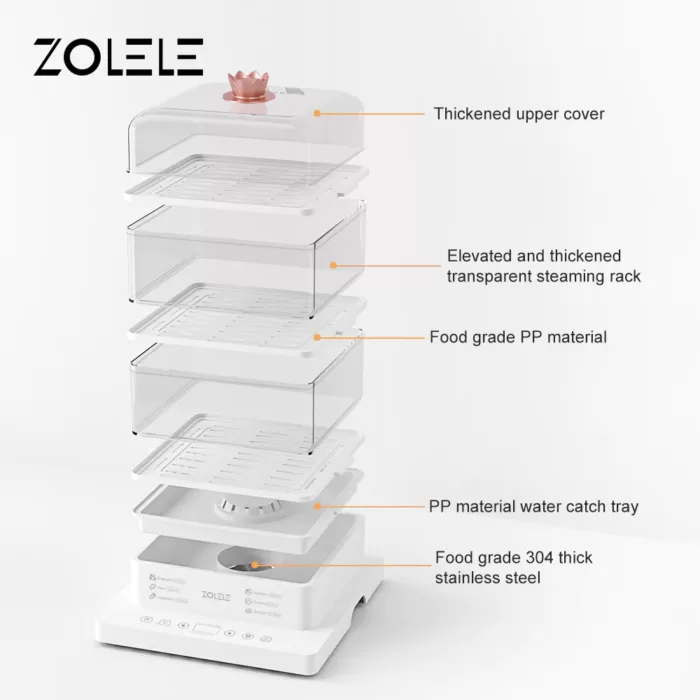 بخارپز برقی سه لایه Zolele ZM100 (پلمپ اورجینال ارسال فوری) - Image 6