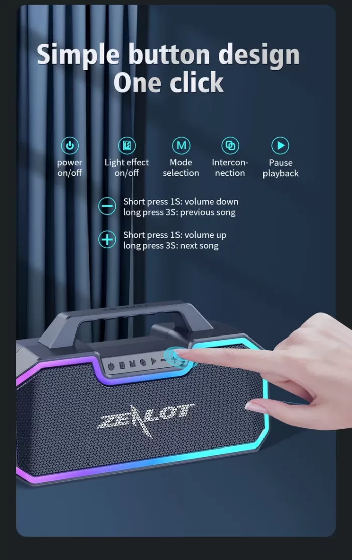 اسپیکر بلوتوث زیلوت Zealot S57 (اورجینال پلمپ ارسال فوری) - Image 4