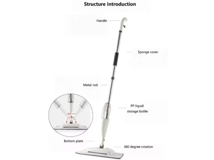 جارو دستی و تی اسپری دار شیائومی Xiaomi Zolele 1012 Water Spray Mop Handheld Sweeper (اورجینال پلمپ ارسال فوری) - Image 7
