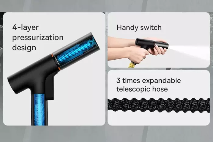 شلنگ و نازل کارواش Baseus GF5 Car Wash Spray Nozzle CPGF000001 طول 7.5 متری اورحینال پلمپ ارسال فوری - Image 6