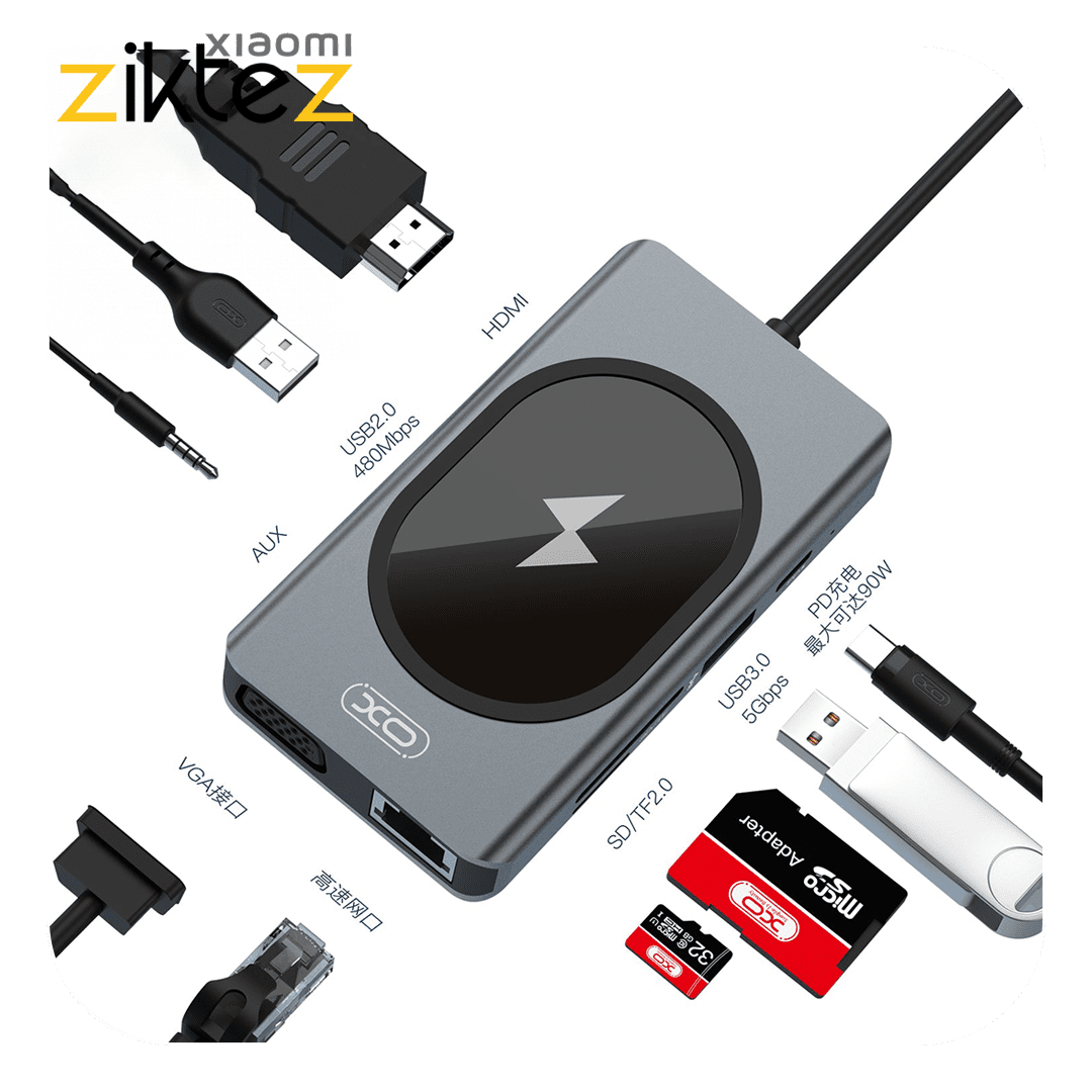 هاب 9 پورت USB-C ایکس او مدل HUB007(اورجینال پلمپ با گارانتی ارسال فوری) فروشگاه اینترنتی زیکتز