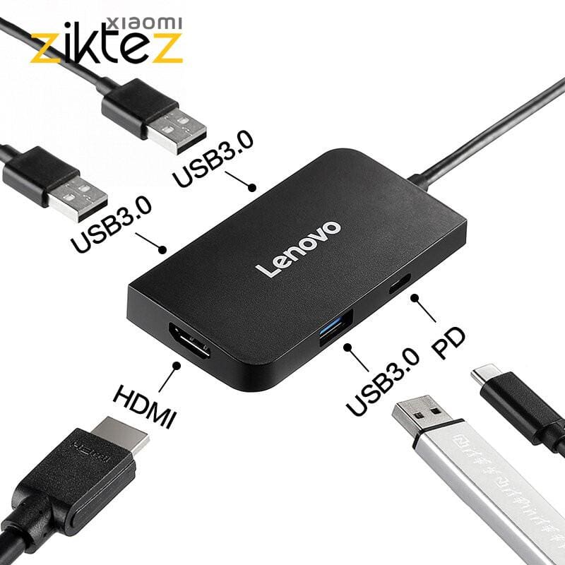 هاب تایپ‌سی با 5 پورت لنوو Lenovo 5 in 1 Type C HUB Adapter S705 (نسخه جدید اورجینال) فروشگاه اینترنتی زیکتز