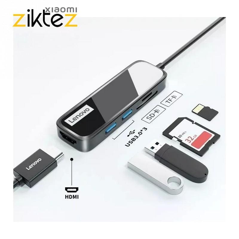 هاب مبدل 5 پورت لنوو EH05 ا Lenovo EH05 5Port Type C HUB(اورجینال اصلی ارسال فوری) فروشگاه اینترنتی زیکتز