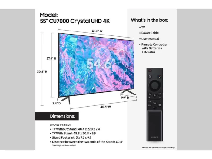 تلویزیون سامسونگ 55 اینچ مدل Samsung 55AU7000 2023 (نسخه اورجینال _ ارسال فوری) - Image 4
