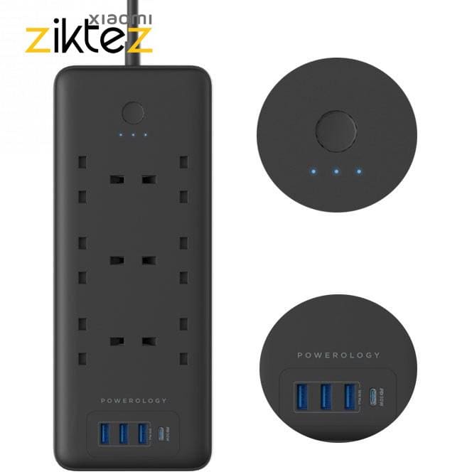 چند راهی برق و USB هوشمند پاورولوژی Powerology Smart Multiport Socket PSMSUPD (پلمپ ـ اورجینال) فروشگاه اینترنتی زیکتز