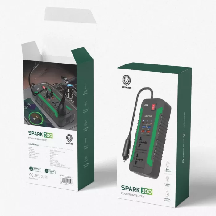 مبدل برق فندکی گرین Green Lion Spark 300 Power Inverter (اورجینال ارسال فوری) - Image 5