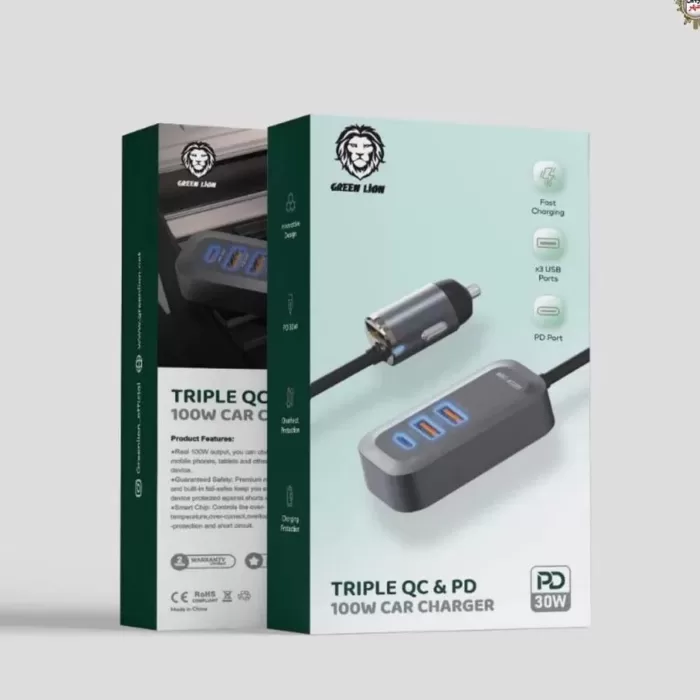 شارژر فندکی فست شارژ گرین لاین 100W وات Green Lion (اورجینال پلمپ اصلی ارسال فوری) - Image 4