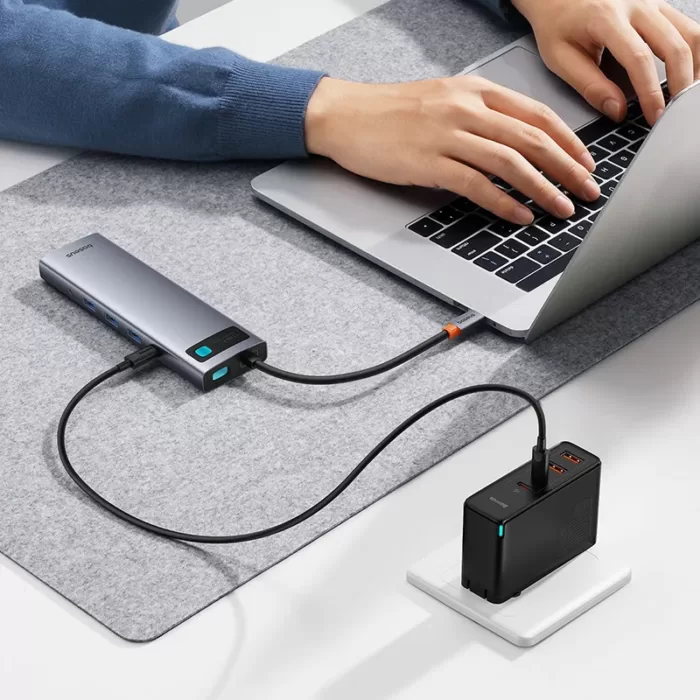 هاب 11 پورت USB Type C بیسوس مدل NEW Baseus CAHUB-CT0G نسخه جدید اورجینال با گارانتی ارسال فوری - Image 5