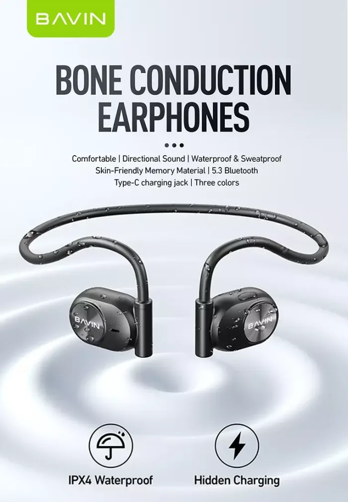 هندزفری بلوتوث گردنی باوین Bavin BH-35 Air Conduction Headphone (اورجینال ارسال فوری) - Image 8