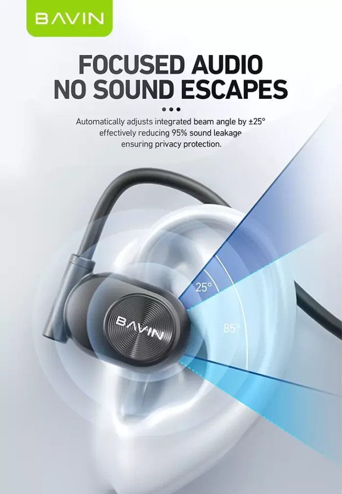 هندزفری بلوتوث گردنی باوین Bavin BH-35 Air Conduction Headphone (اورجینال ارسال فوری) - Image 6
