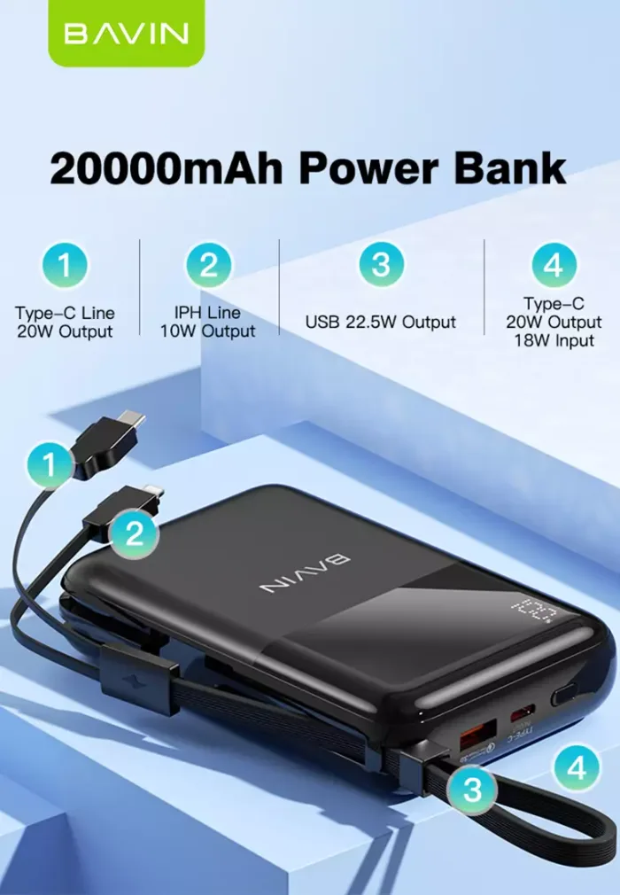 پاوربانک 20000 باوین 22.5وات Bavin PC1023S Fast Charge (اورجینال ارسال فوری) - Image 7