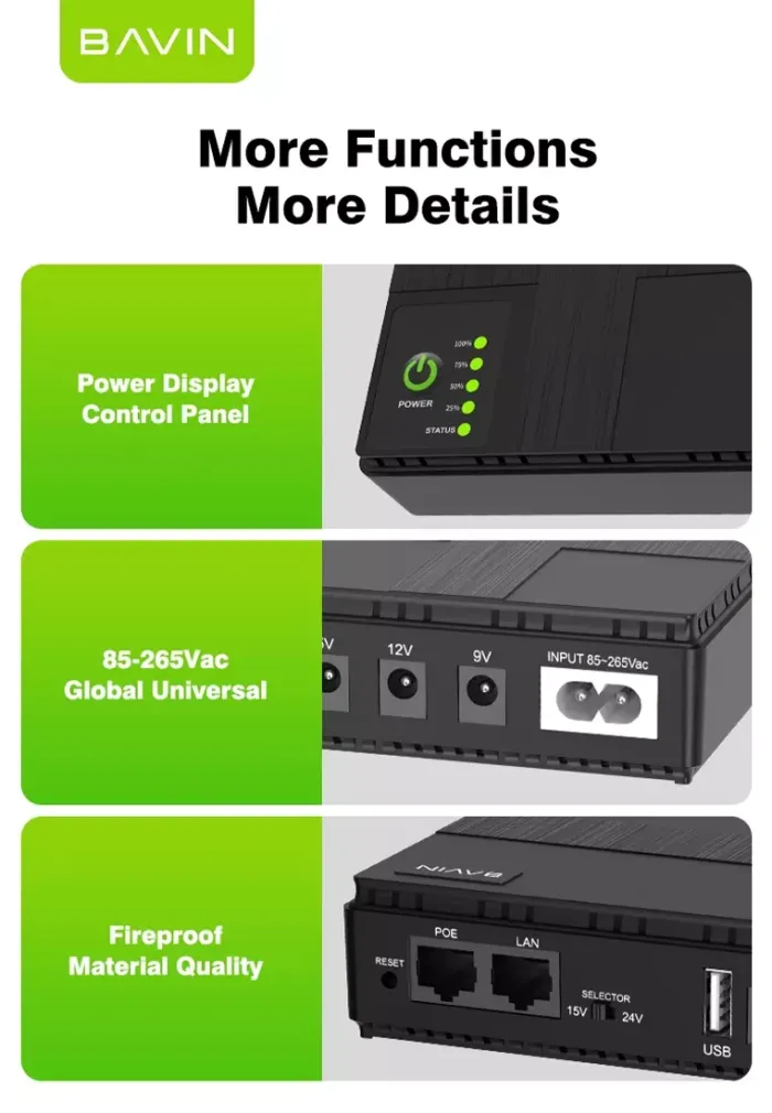 یو پی اس پاور بانک 8800 باوین 18وات Bavin PC1082 (اورجینال ارسال فوری) - Image 6
