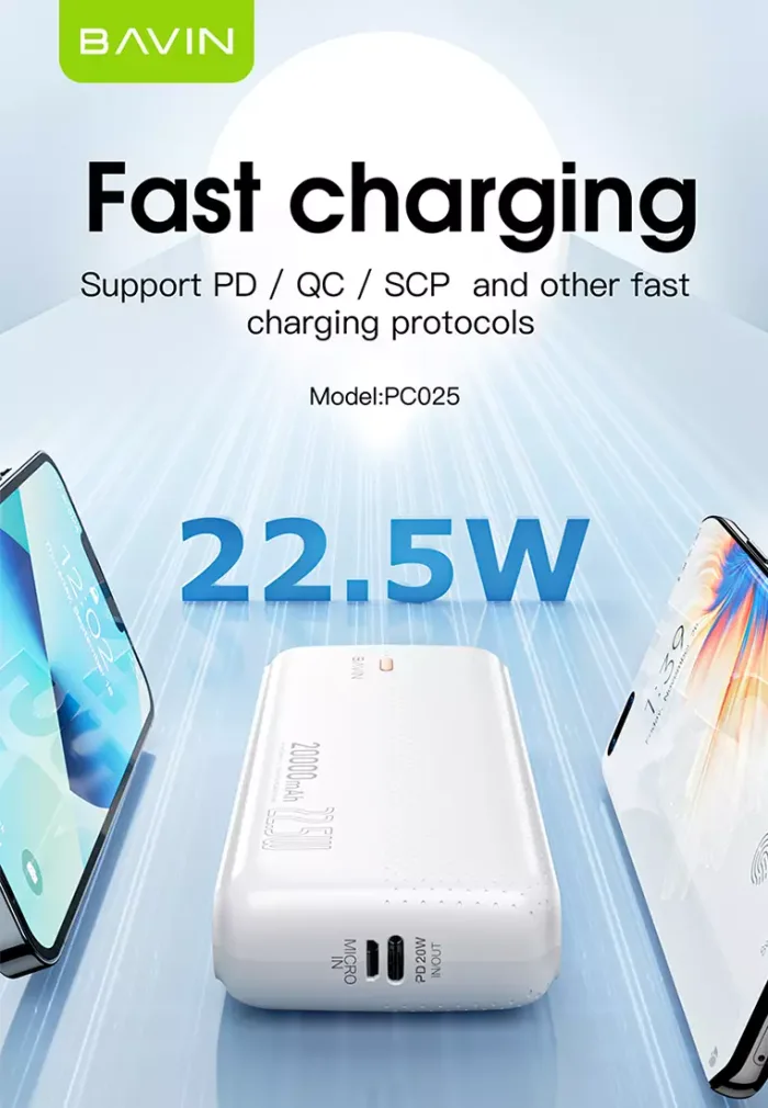 پاوربانک 20000 باوین 22.5وات Bavin PC025 Power Bank (اورجینال ارسال فوری) - Image 7