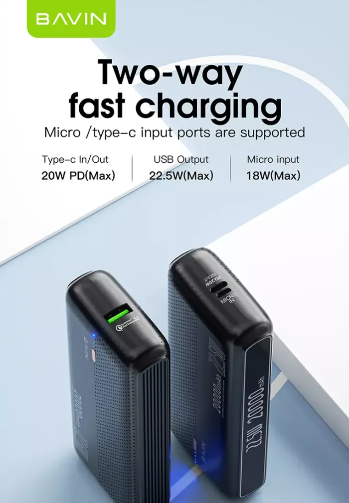 پاوربانک 20000 باوین 22.5وات Bavin PC025 Power Bank (اورجینال ارسال فوری) - Image 4