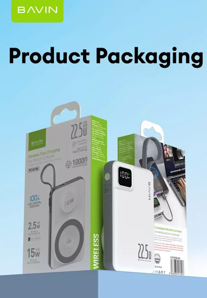 پاوربانک وایرلس 10000 باوین 22.5وات Bavin PC1078S با قابلیت شارژ اپل واچ (اورجینال ارسال فوری) - Image 4